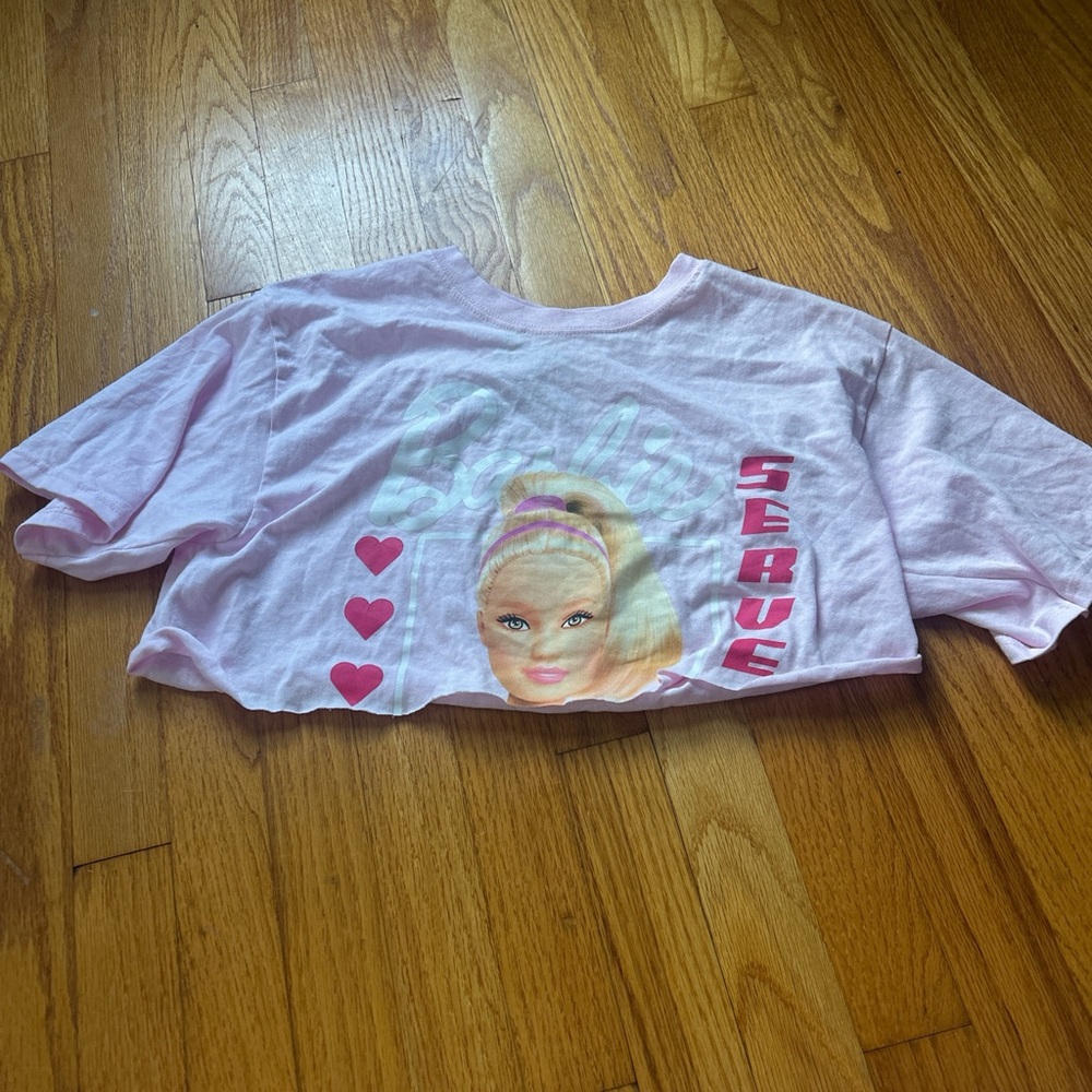 Barbie Pink Short Sleeve Tee with Heart Graphics